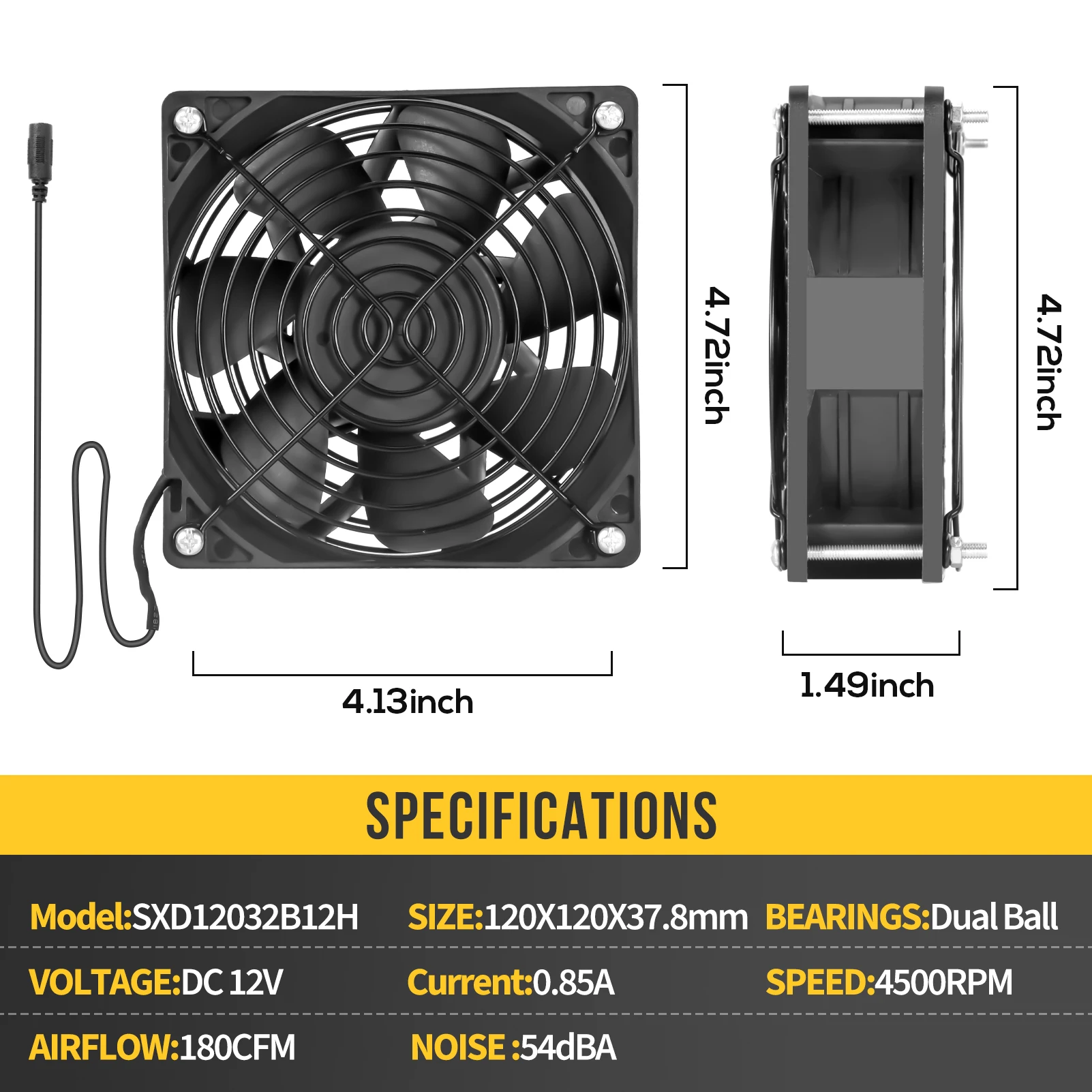 Ventilador de Refrigeração com Controlador de Velocidade Btc Máquina Chassis Workstation Gabinete Radiador Servidor Fan 120 mm 4000rpm 12cm 12v 220v Case - Imagem 2