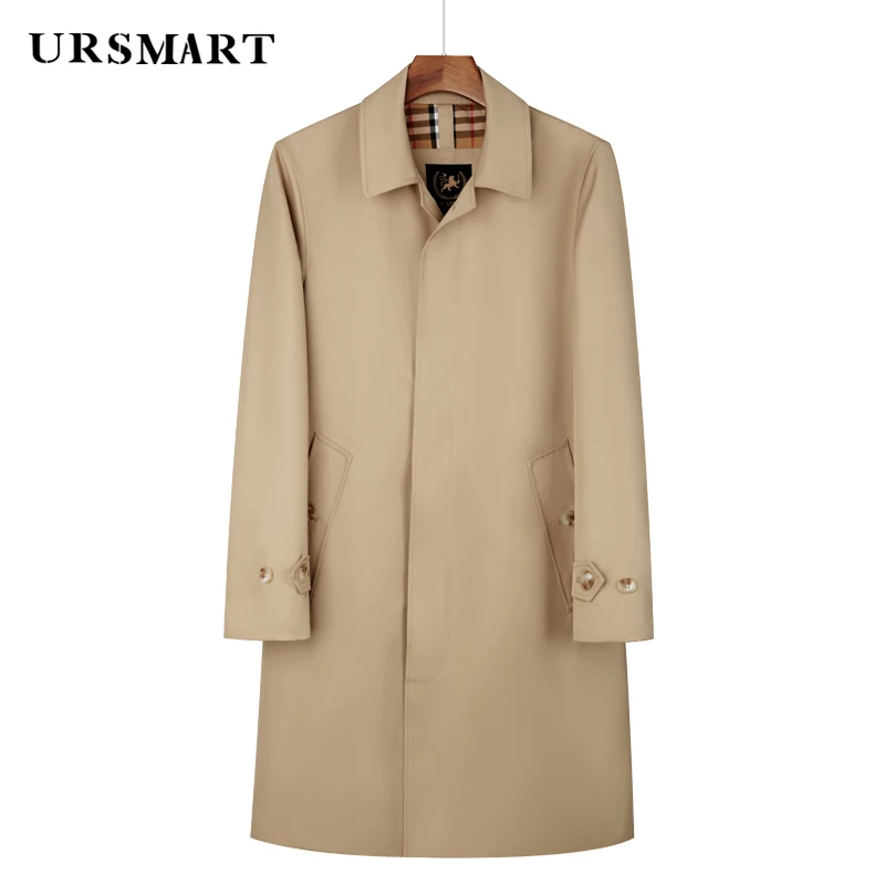 

single breasted trench coat for men Medium length khaki weather proof thickened detachable down liner business windbreaker men