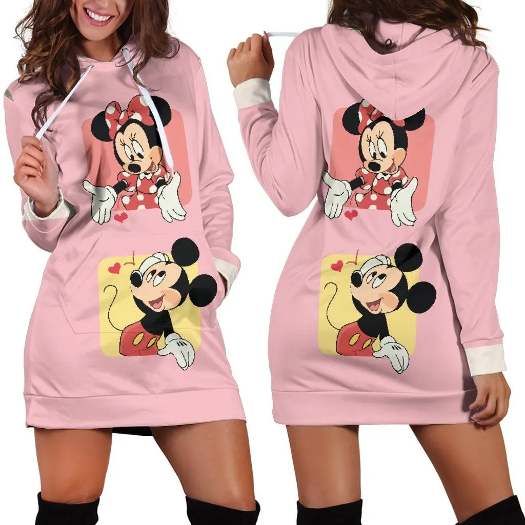 

New Mickey Mouse Hoodie Dress Sweater Fashion Disney Dress Sweatshirt Dress 3d Allover Printed Y2K Hoodie Dress for Women