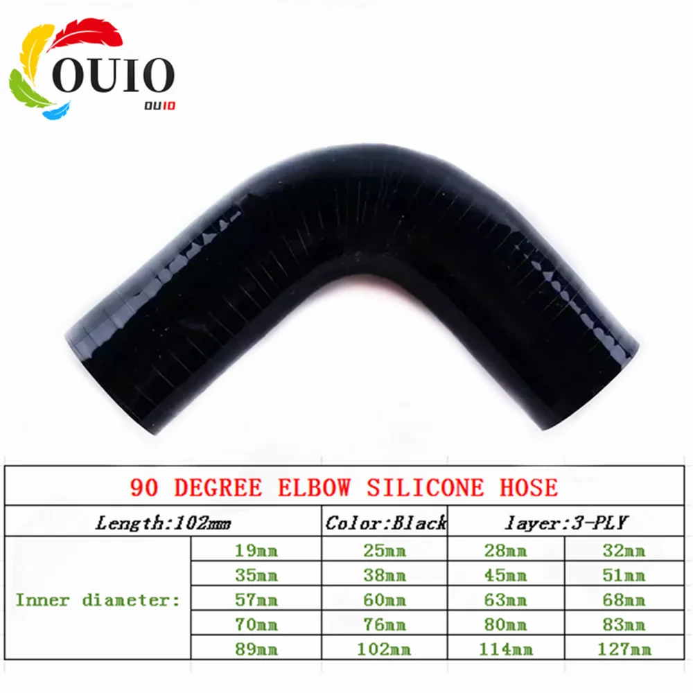 Black 90 Degree 5" ID (127mm) Silicone Radiator Hose Elbow – Intercooler Turbo Pipe