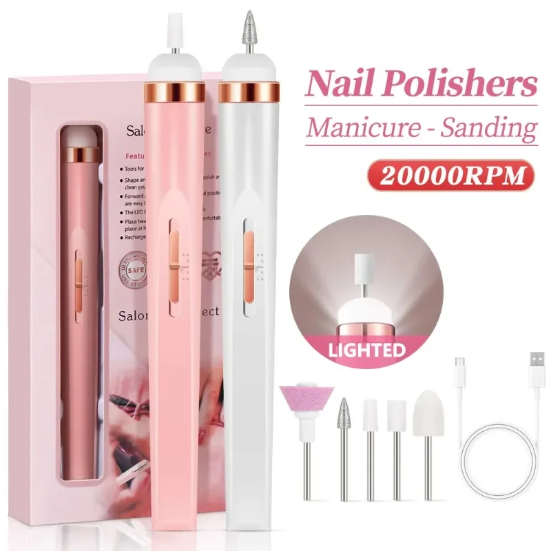 5 in 1 Electric Nail Polish Drill Machine With Light Portable Mini Electric Manicure Art Pen Tools For Gel Remover 2