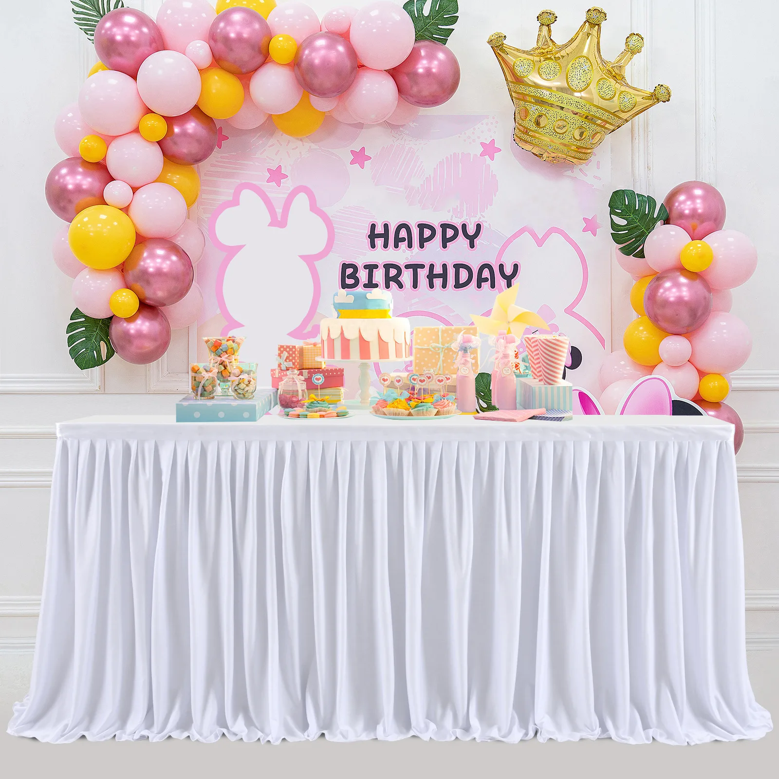 Multi Color Table Skirt Pleated Ruffle Tablecloth For Wedding multi-color-table-skirt-pleated-ruffle-tablecloth-for-wedding