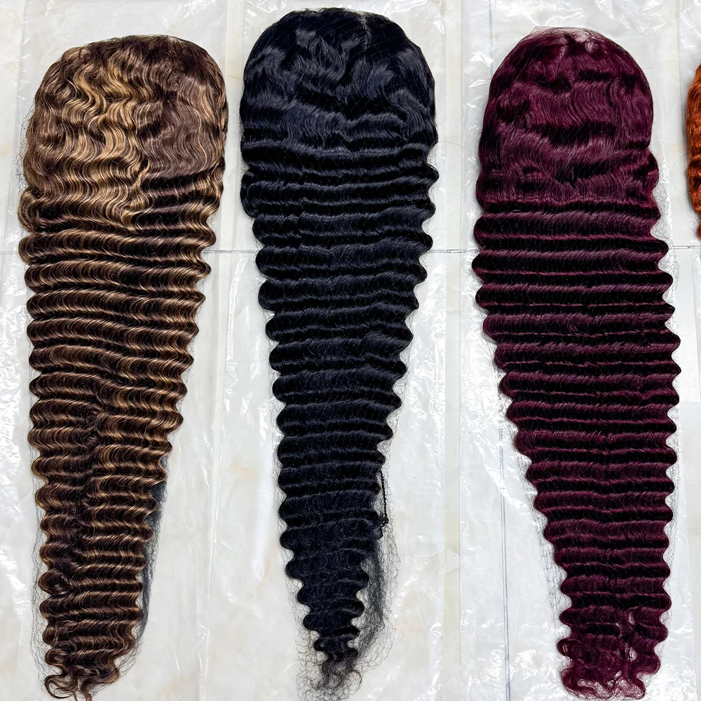 Lace Frontal Deep Wave Curly Human Hair Wigs 250% Density 13x4 HD Transparent Lace Front Human Hair Wig For Black Women