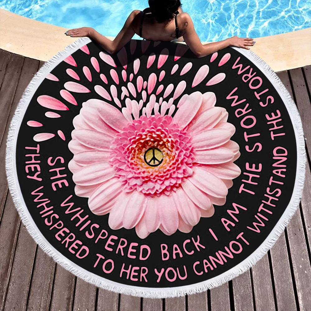 

Towel Beach Towel Shawl Fast Drying Swimming Gym Camping Big Round Beach Towel Sunflower Peace 3D All Over Printed Beach Towel