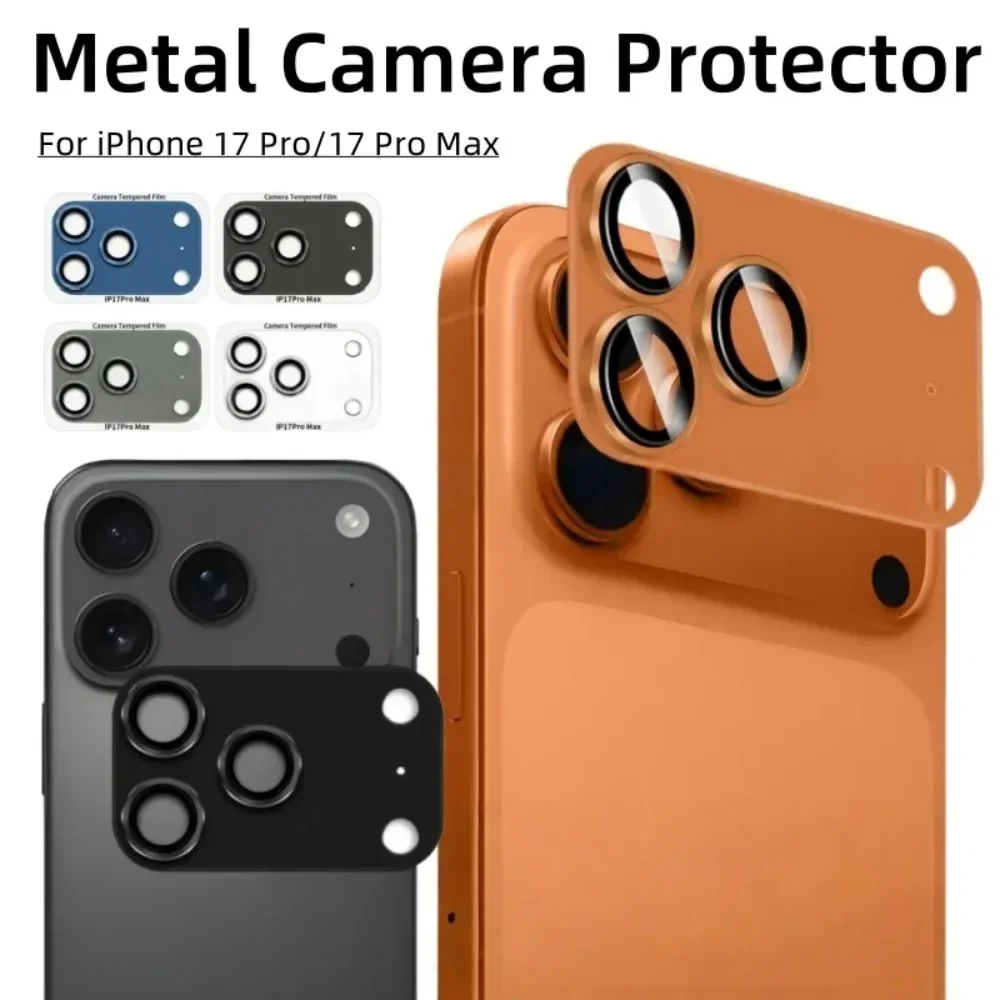 Premium Aluminum Camera Lens Protector with Tempered Glass Film and Metal Ring