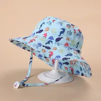 Children Hat Toddler Boys Girls Summer Cartoon Panama Sun Hat Baby Beach Fisherman Bucket Hat Kids Ear Cover Caps 0-8 Years 6