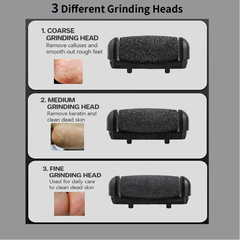 NEW Electric Foot Callus Remover Professional Foot Pedicure Machine Tools Rechargeable Heel Cracked Dead Skin Scrubber 3 Heads