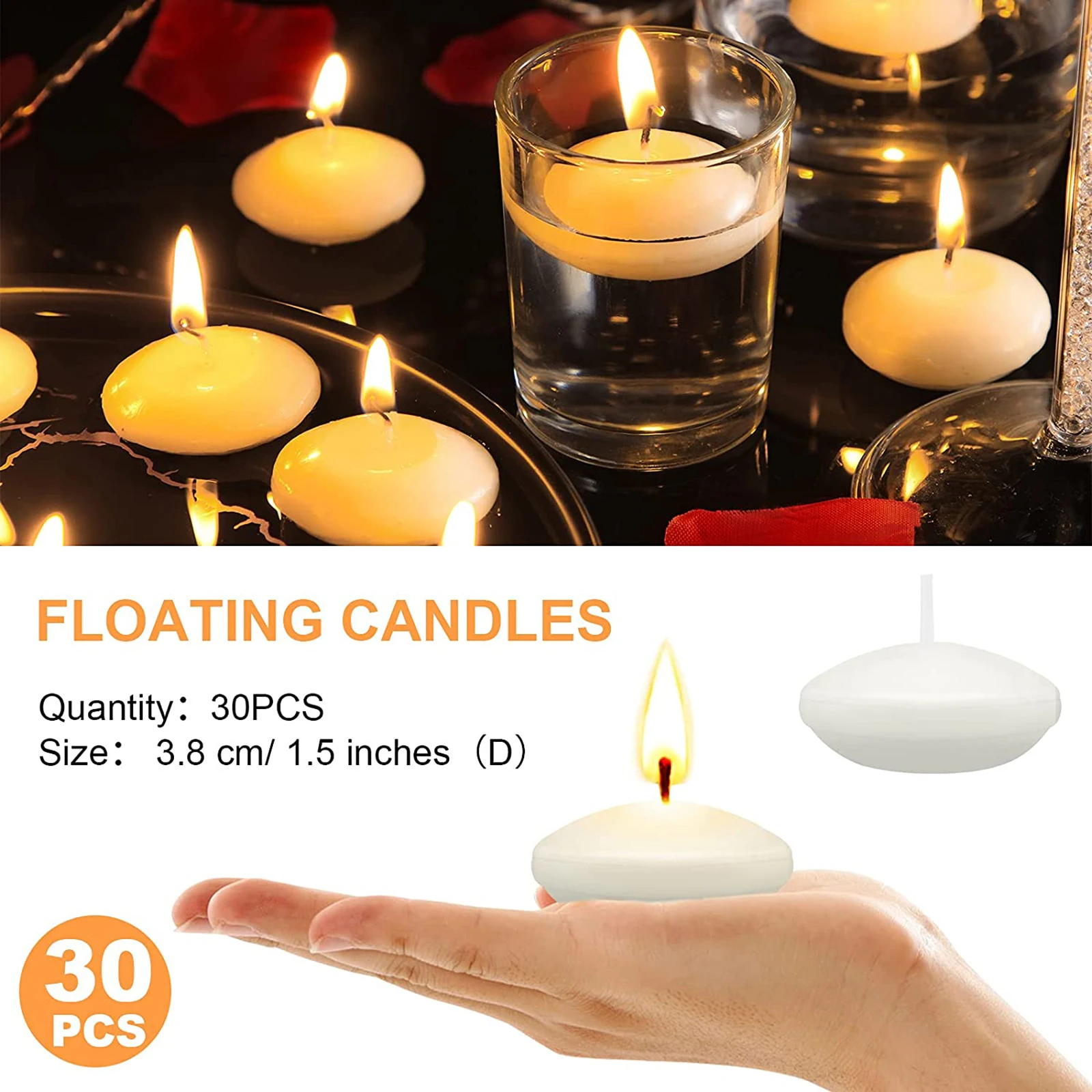 Velas Centro Mesa Agua Flotantes 30 Velas Flotantes Rojas Sin Perfume - Para  Bodas, Piscinas, Baños Y Spa Pack 30 Velas Parafina, image size:1600x1600