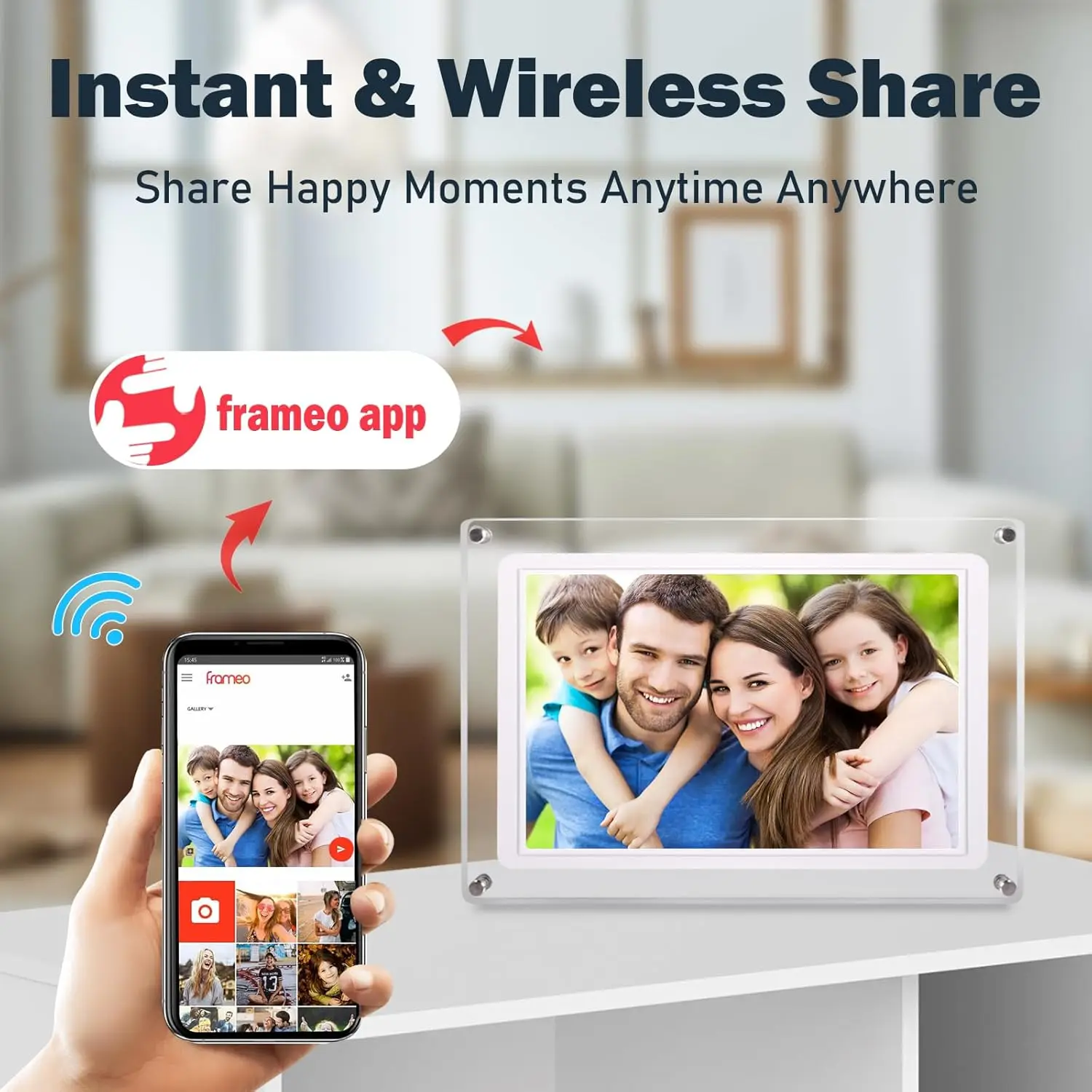 Frameo 와이파이 아크릴 디지털 액자 라이브 사진 비디오 프레임, 32GB 메모리, 1280x800 IPS LCD 터치 스크린 Maovz, 10.1 인치