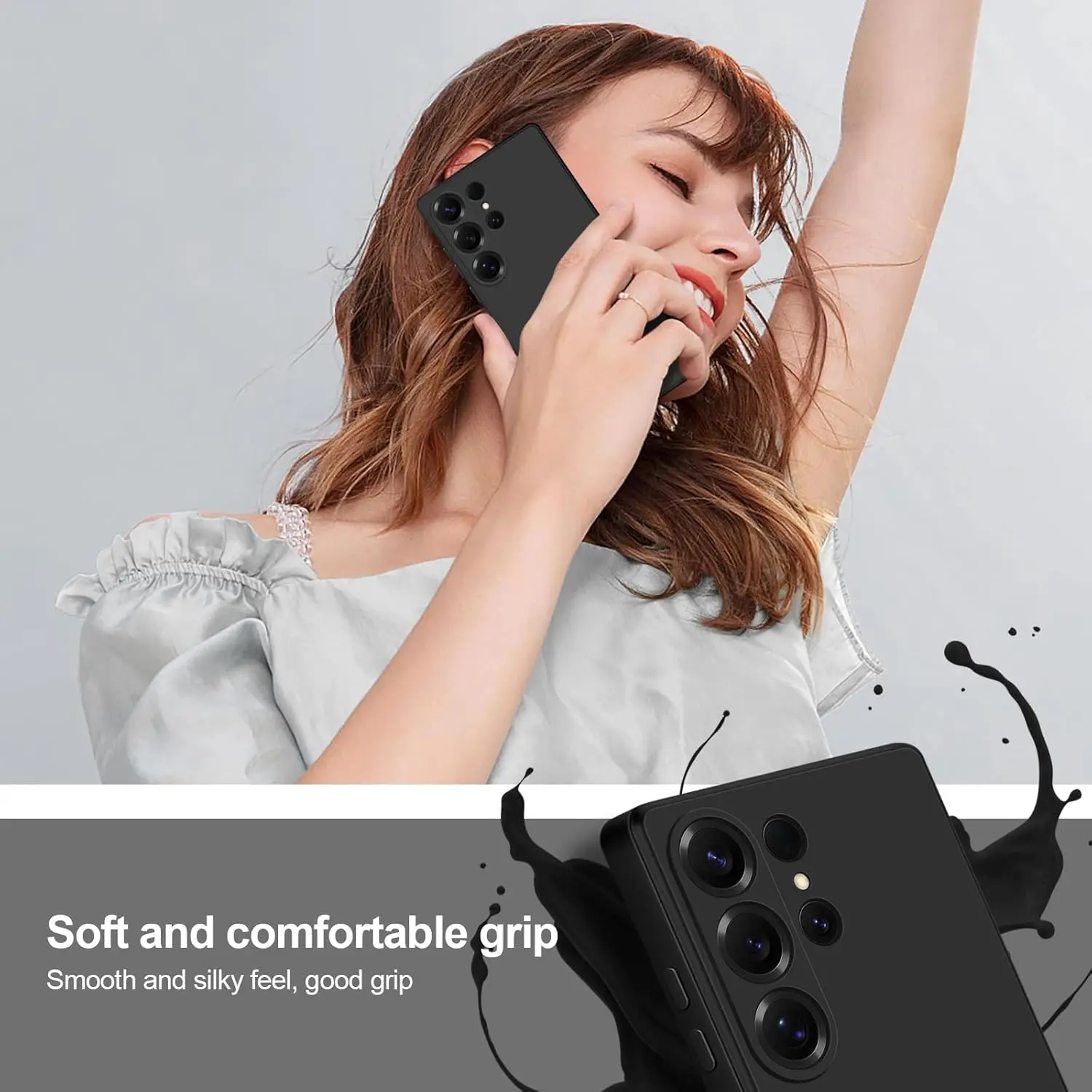 Noble Fashion Shockproof Protective Liquid Silicone Phone Case in Solid Color