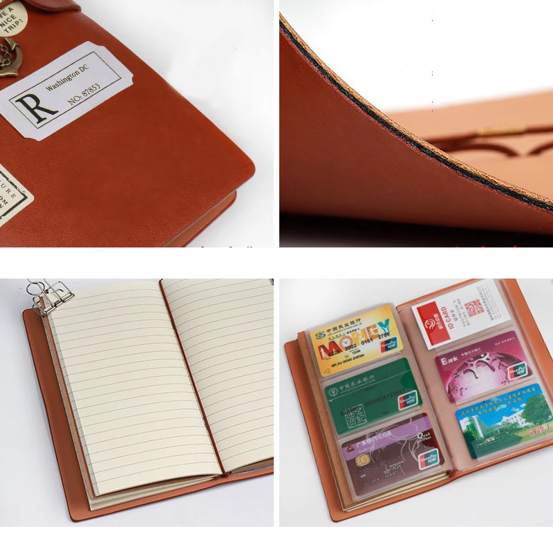 Notebook Diary Retro Leather Strap Creative Hand Ledger Creative Multifunctional A6 Retro Portable Travel Loose-leaf Notepad Diary Notebook