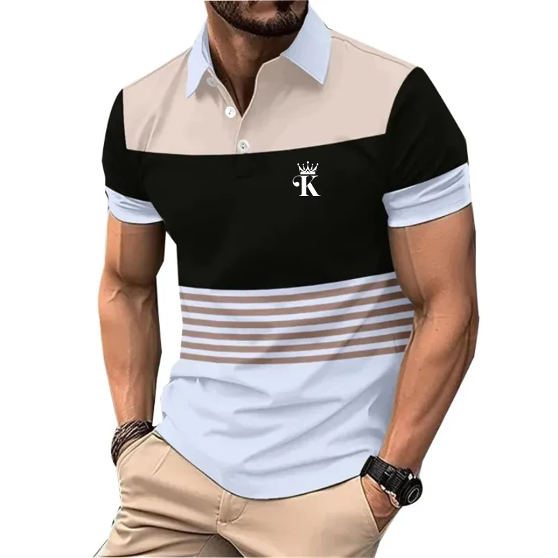 Men's Polo Shirt Business Casual Lapel Short Sleeve Fashion Modern Striped Zipper Summer Black White Polos Men's Clothing 7 S8acc37f0a5ca40c0a55e525e44a44ad6o