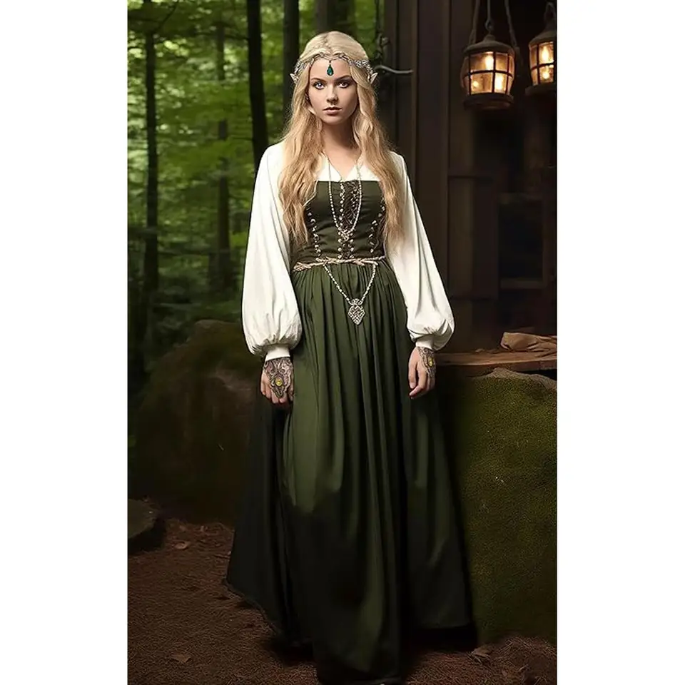 Renaissance Elf Costume Accessories Set with Gloves Crown Ears