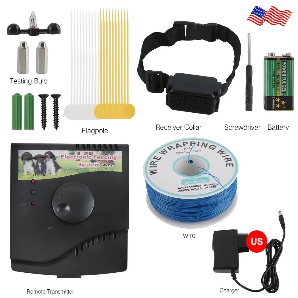 Electric Dog Fence System Pet Containment Shock Collar Yard Garden Waterproof 4