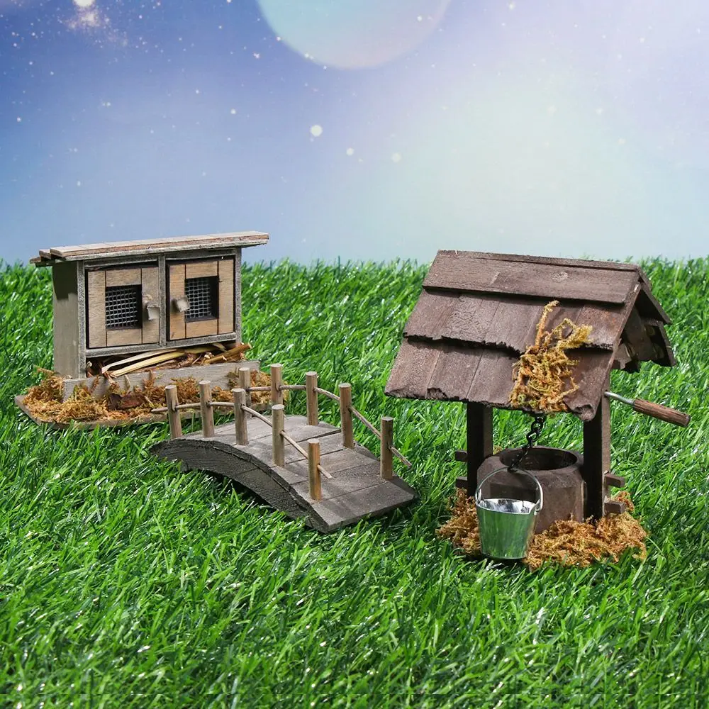 1:12 Scale Miniature Chicken Coop Mini Arch Bridge Outdoor Scene Model Dolls Accessories Dollhouse Fairy Garden Farm Decoration 4