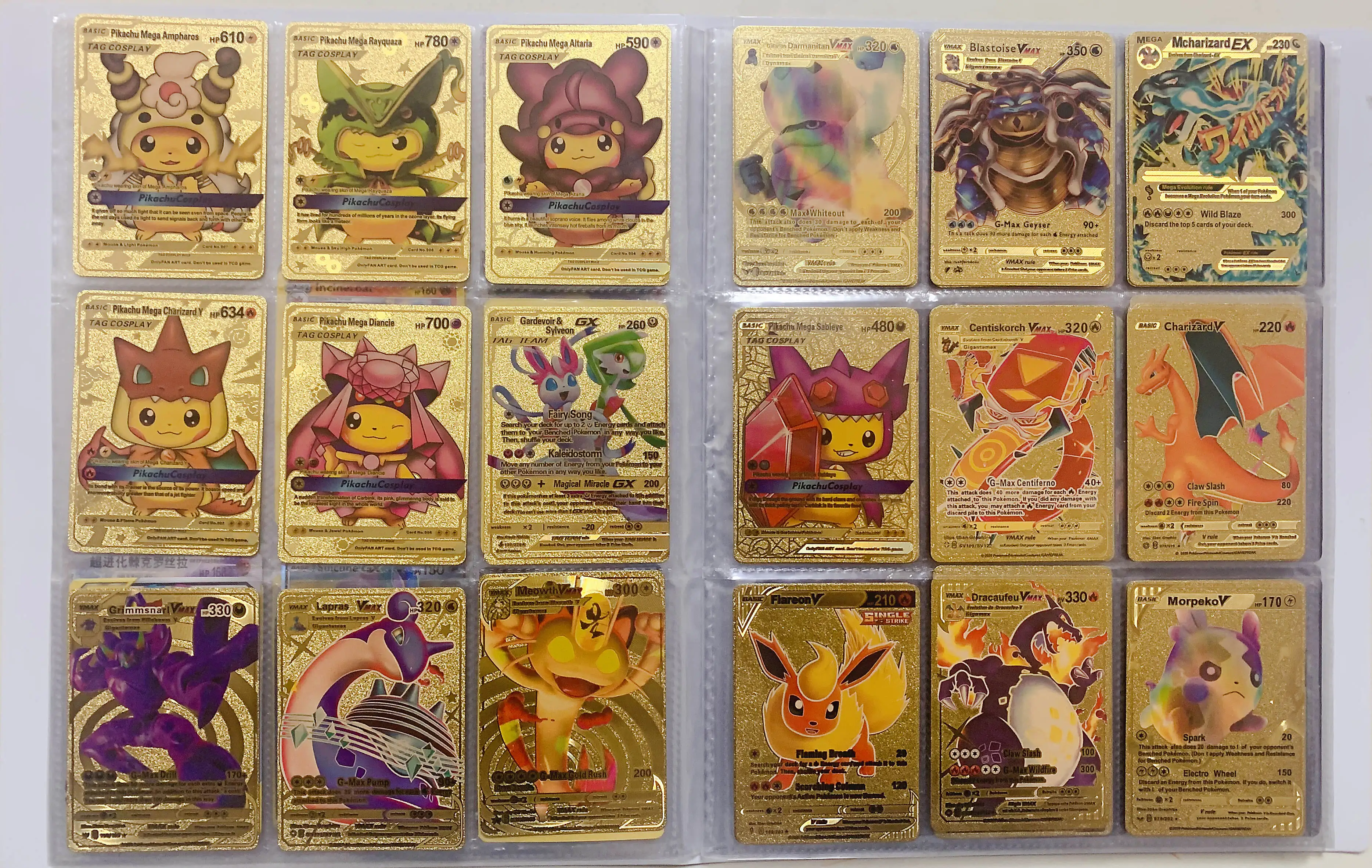 Pokemon Metal Card Spanish Box Gold Black Golden Letters Silver English Vmax Gx Collection Charizard Pikachu Cards Pack Toy Gift