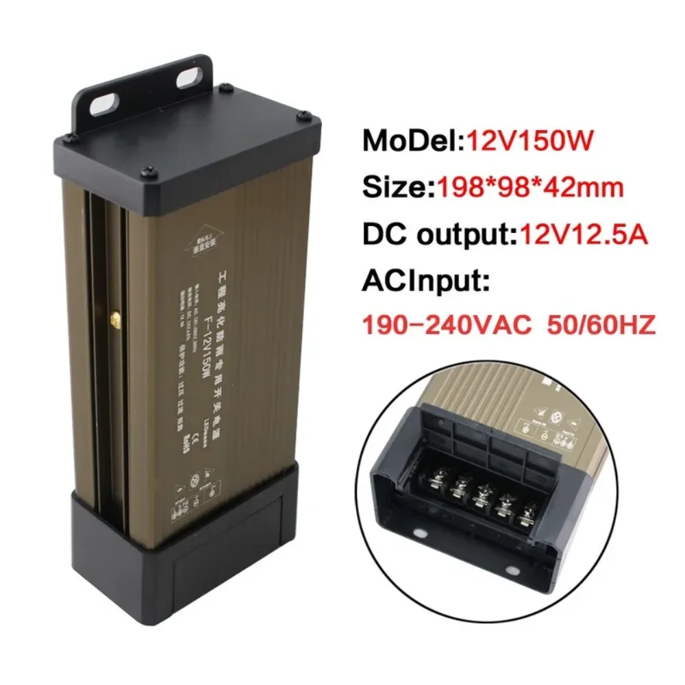스위칭 전원 공급 장치, 야외 방수 전원 공급 장치, 5, 12, 24 V 볼트, 220V AC-DC, 12V 변압기, 100W, 200W, 300W, 400W, 500W, 600W