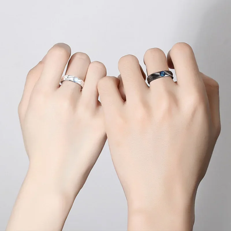 Wedding Engagement Couple Finger Fashion Rings New Demons and Angels Matching Set Minimalist Lovers