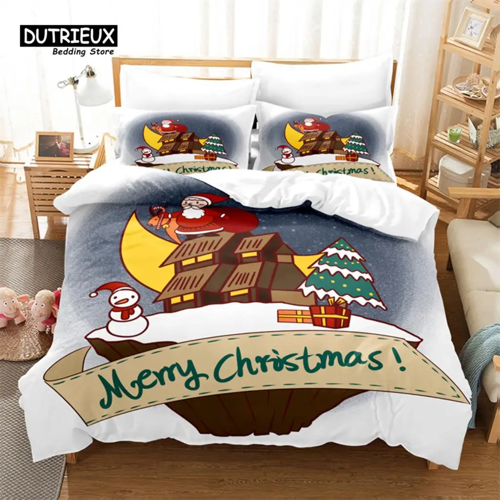

Christmas Bedding Set 3Pcs Duvet Cover Set Soft Comfortable Breathable Duvet Cover For Bedroom Guest Room Decor