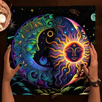 Mystical Colorful Sun and Moon Tarot Card Tablecloth Divination Altar Cloth Tarot Mat Witchcraft Astrology Oracle Cards Pads 2
