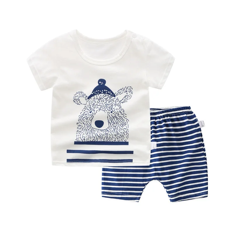 

ZWF1582 Summer style Children clothing sets Baby boys girls t shirts+shorts pants sports suit kids clothes good quality cotton