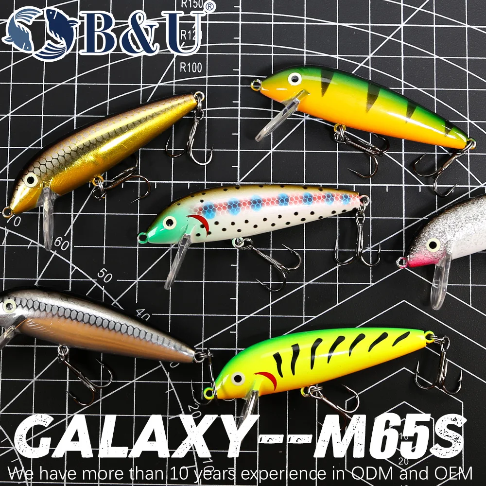 B & u-シンキングミノー釣りルアー、大型マス、パイク、ロック