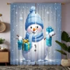 2pcs set HD Christmas gift snowman decoration curtain Blue tie digital printed curtain Home Decoration style Decoration livin 2