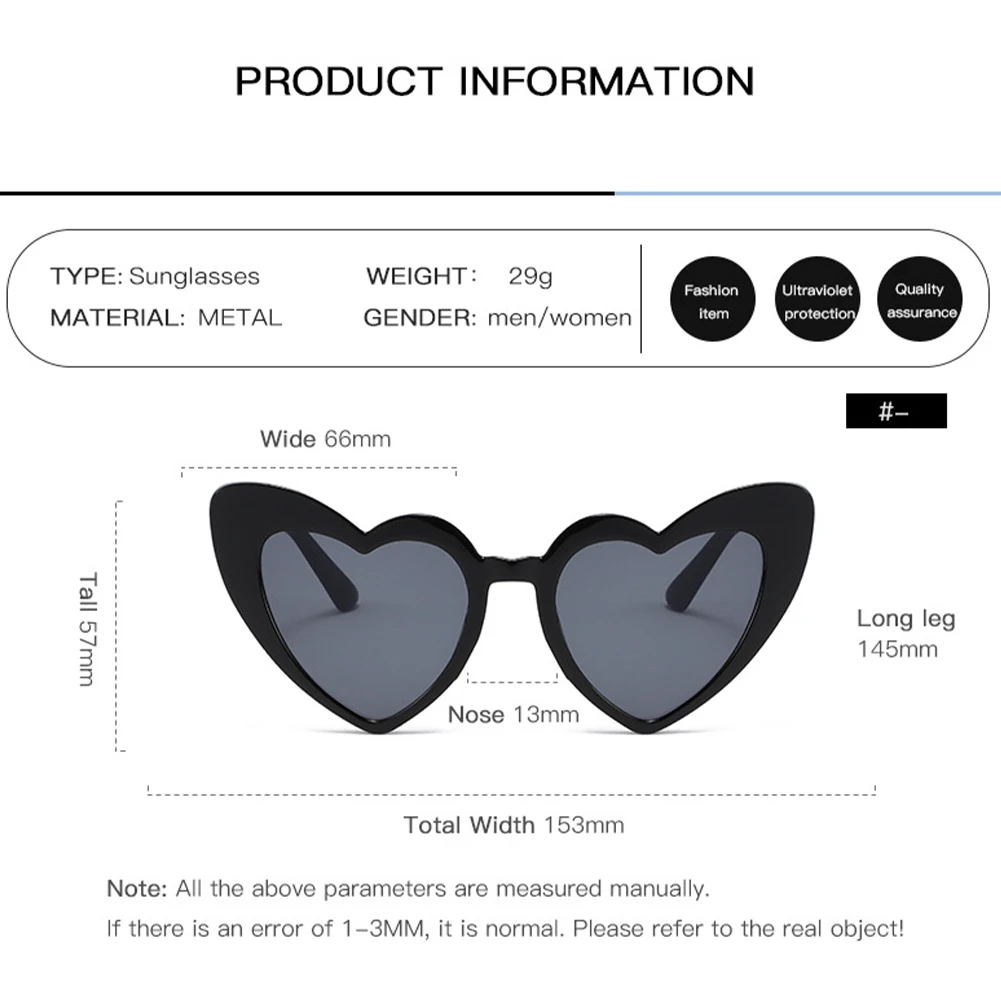Heart-Shaped Sunglasses for Women UV400 Protection Retro Fashion - Main Image