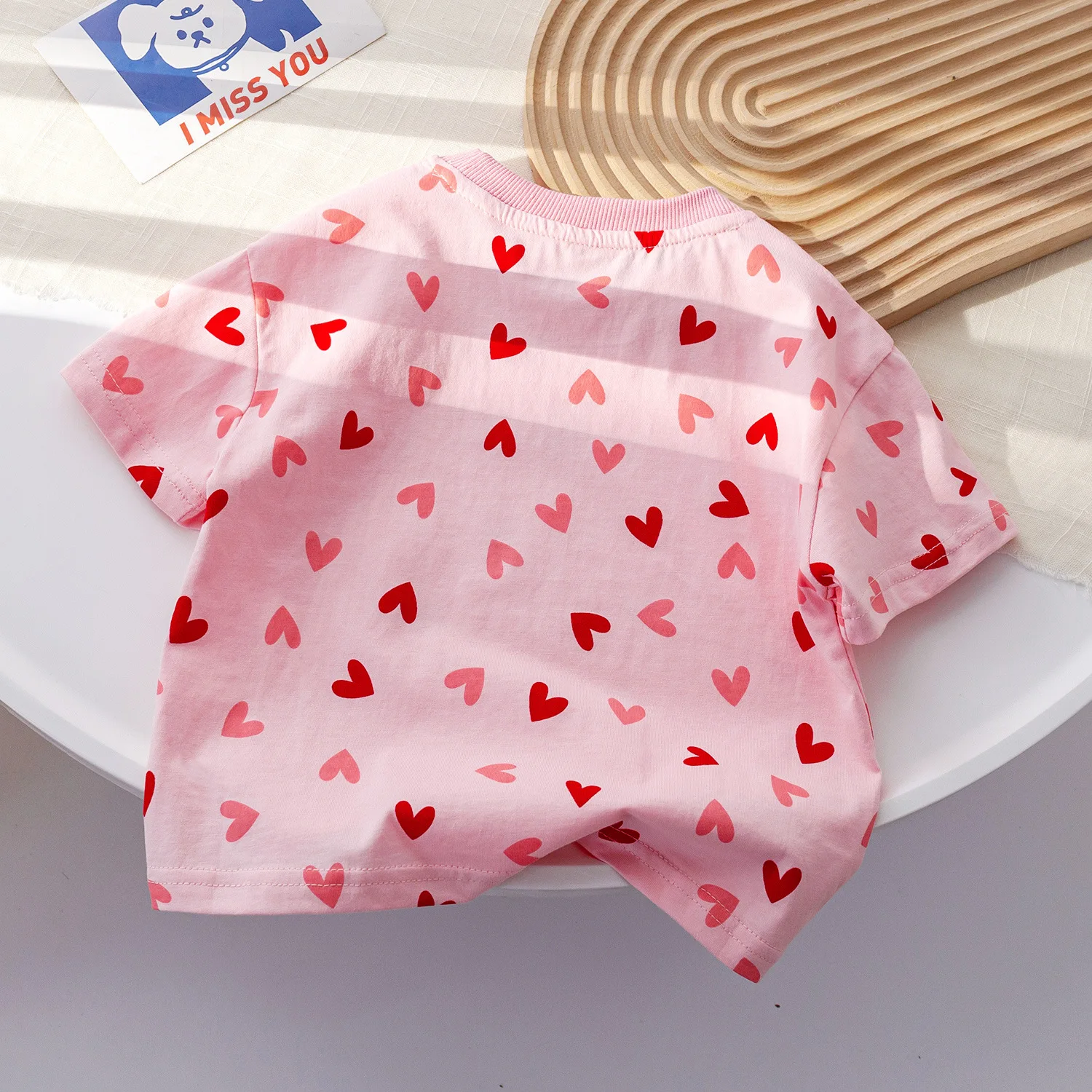 Girls New T-Shirt Children Love Short-Sleeved T-Shirt Summer Toddler Foreign Sweet Loose Half-Sleeved Tops Casual Short-Sleeved 4