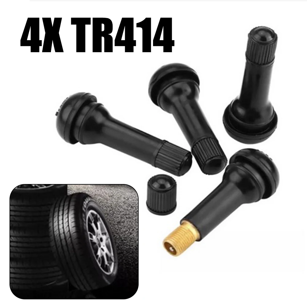 

4PCS TR414 Wheel Tire Valve High Quality Universal Tyre Rubber Valve Stems With Dust Cap Tubeless Nozzle Wi/ Valve Core