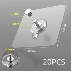 6 - Piece Transparent Waterproof Adhesive Wall Hooks (Photo hook 20pcs)