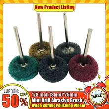 Mini perceuse, brosse Abrasive, roue de polissage en Nylon avec tige de 3mm pour outil rotatif Dremel, ensemble d'accessoires 10 pièces