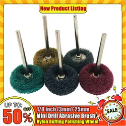 Mini perceuse, brosse Abrasive, roue de polissage en Nylon avec tige de 3mm pour outil rotatif Dremel, ensemble d'accessoires 10 pièces 
