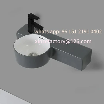 อ่างล้างหน้าแบบติดผนังสำหรับห้องน้ำในฤดูหนาว ปรับแต่งได้ เหมาะสำหรับอพาร์ทเมนต์ขนาดเล็ก ดีไซน์เรียบง่าย ขนาดเล็กกะทัดรัด 1