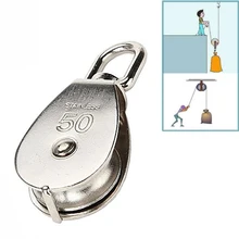 

M50 Stainless Steel Single Wheel Swivel Pulley Block 400kg Load Lift Pulleys Lifting Wire Rope Pulley Block Hoist Transporter