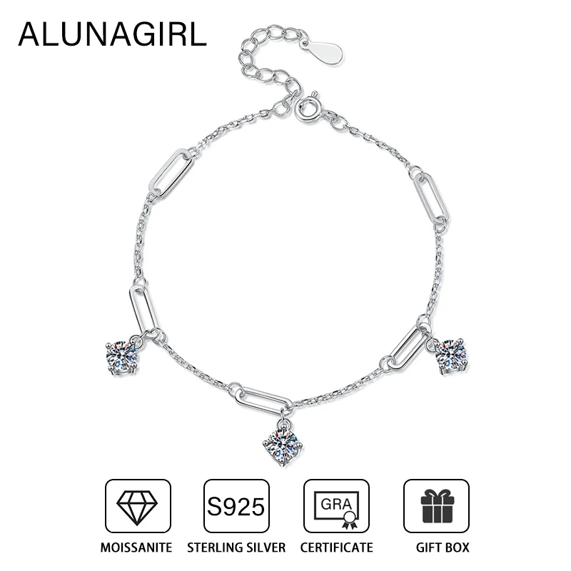 925SterlingSilverMoissaniteDiamondBraceletsforWomenFineJewelry