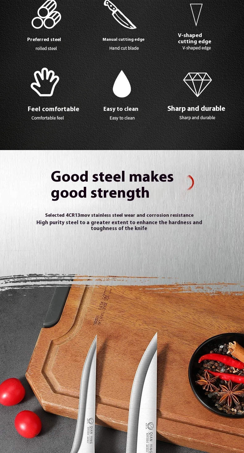Professional Stainless Steel Fillet Knife - Forged Boning  Fish Slicing Knife with Wooden Handle