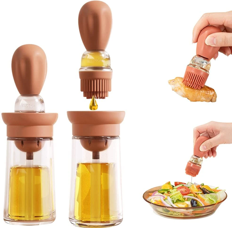 2 In 1 Olive Oil Bottle And Brush Kitchen Silicone Oil Brush Baking