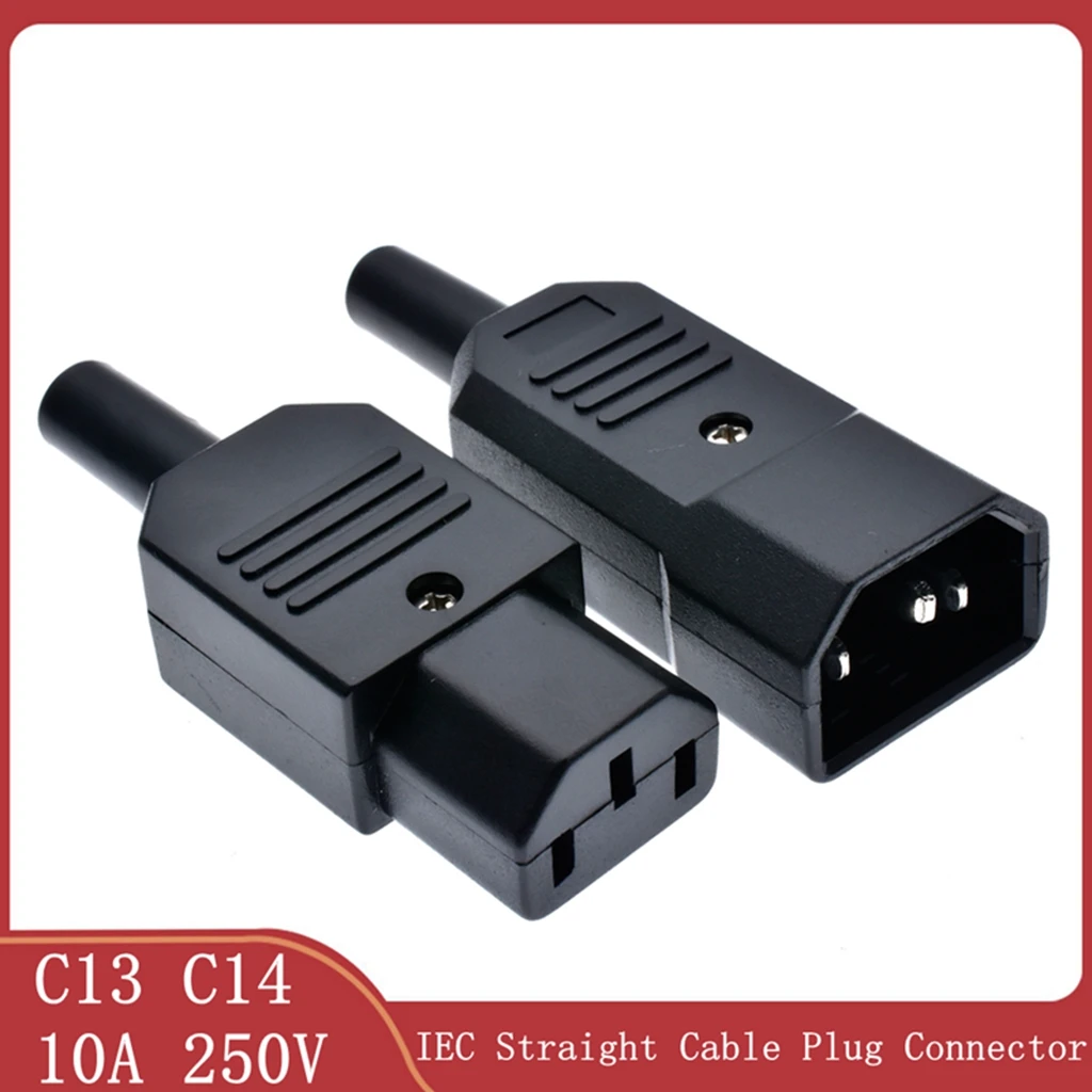 Conector enchufe de Cable recto IEC C13 C14 10A 250V, enchufe macho hembra negro, conector de alimentación recargable, enchufe de CA de 3 pines| | - AliExpress