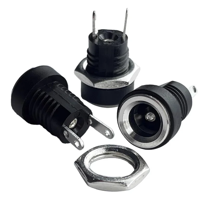DC 전원 잭 공급 소켓, DC 암 패널 마운트 커넥터 플러그 어댑터, 2 핀 DC022B, 5.5x2.1mm, 3.5x1.3mm, 5.5x2.5mm, 10 개, 50 개