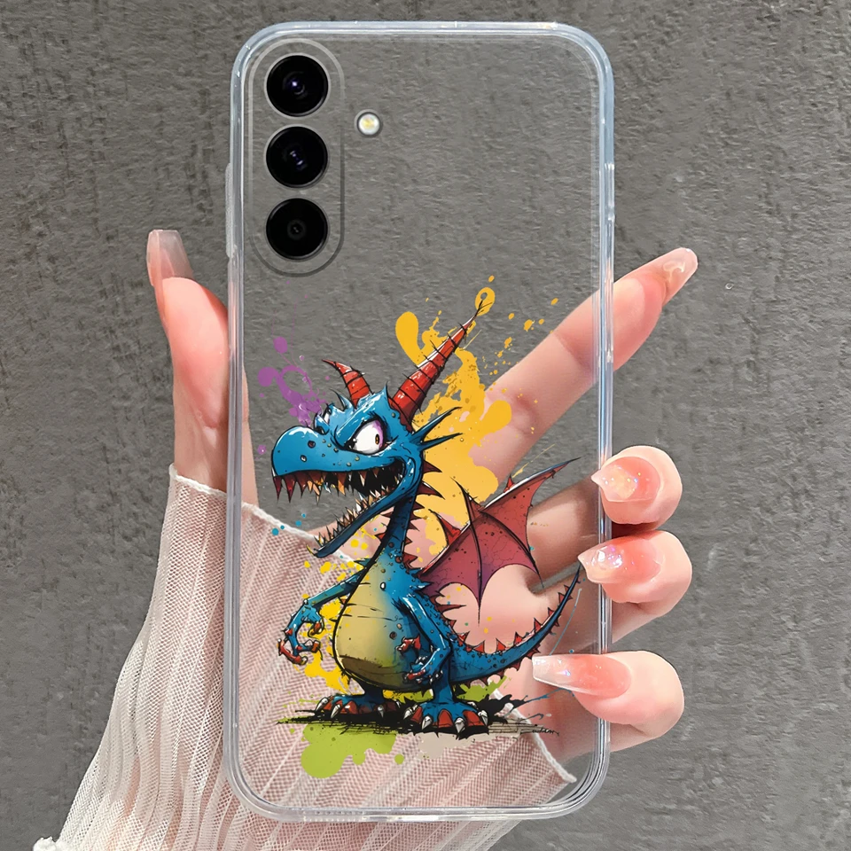 Pink Star Dinosaur Creative Silicone Clear Phone Case - Durable Bumper Housing Design
