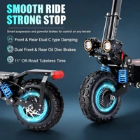 Trottinette Électrique Tout-Terrain 80km Autonomie, Double Moteur 5600W, Pliable, Suspension Hydraulique, Frein à Disque, Pneus 11" Off-Road 4
