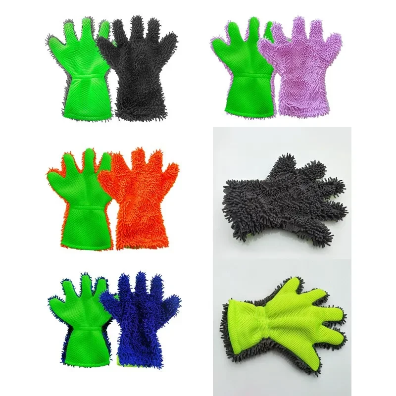 Five Fingers Microfiber Car Wash Gloves Car Cleaning Tool Home Use Multi-function Cleaning Brush Detailing Washing Gloves
