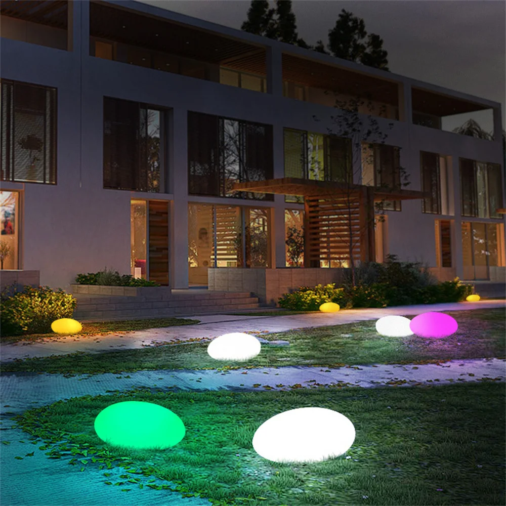 Outdoor Garden Light Glow Cobble Shape Light Color Changing USB Rechargable Stone Lamp Waterproof Remote Control Landscape Light led solar pathway lights waterproof outdoor solar lamp for garden color changing stone lamps for landscape cobblestone lights