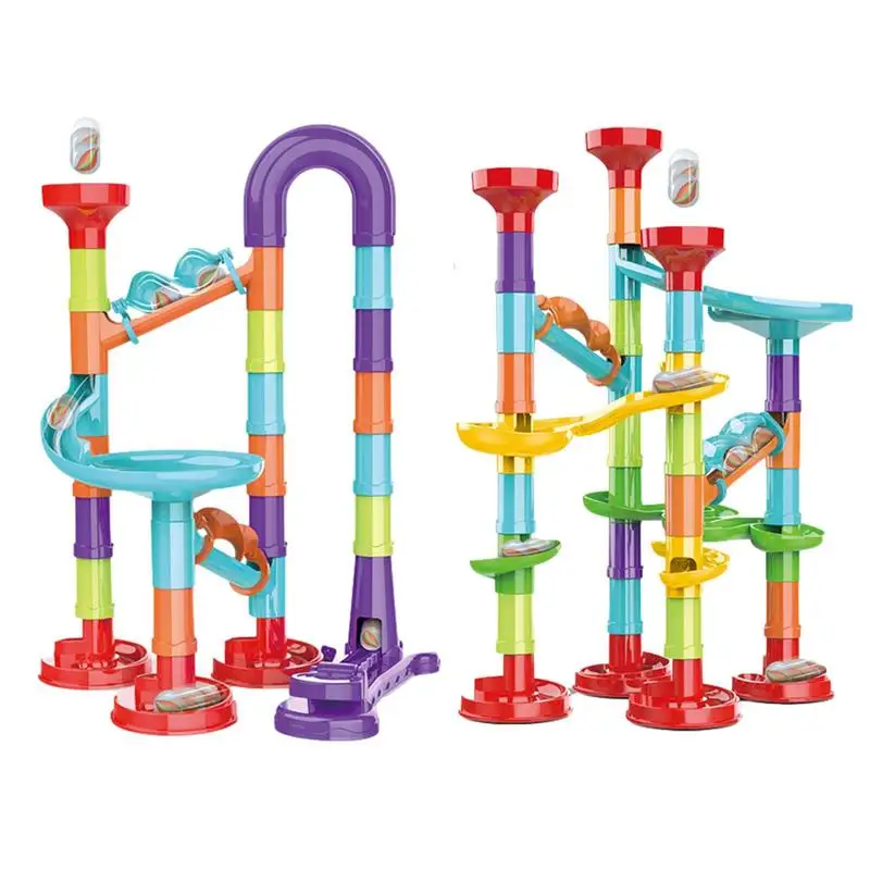 Marble Run Race Track Building Blocks Kids 3D Maze Ball Roll Toy DIY Marble Run Race Coaster Set 45/50pcs Birthday Gifts