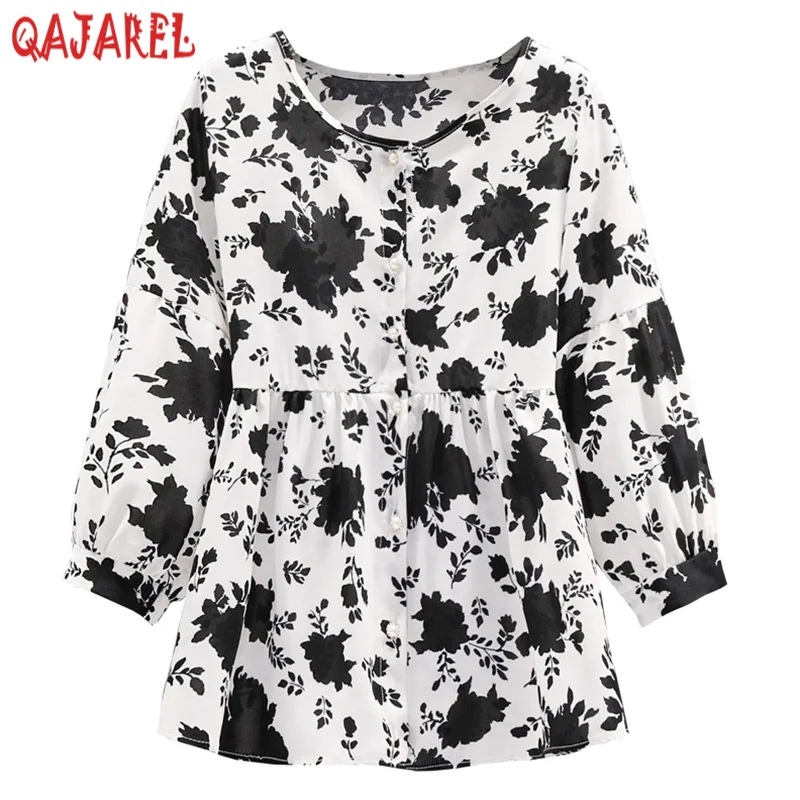 

Female Black Floral Chiffon Single Breasted Top Shirts Spring Autumn Long Sleeve Light Casual Blouses 2024 Korean Fashion Shirts