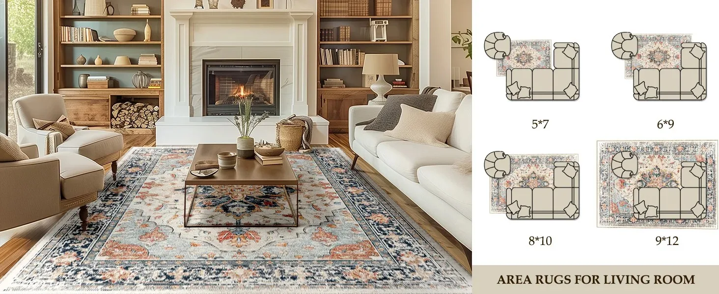 VIKAMA Flannel Boho Texture Living Room Cushion Desk Bedside Rug Indoor Carpet Door Mat Large Floor Mat Home Decor Easy Care