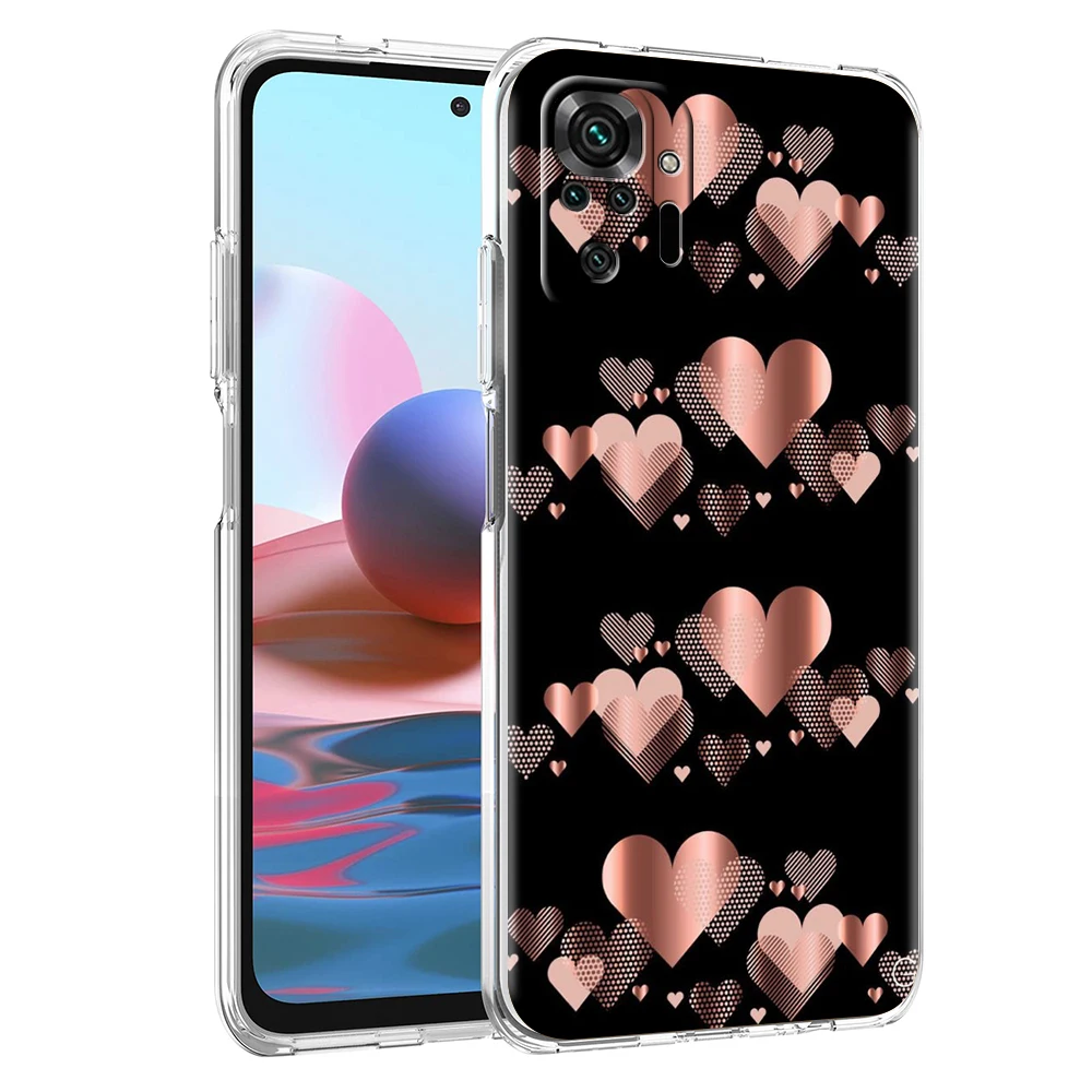 Gold Rose Love Heart Clear Phone Case Cover