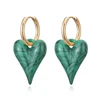 Boucles d'oreilles créoles tendance avec pendentif cœur bonbon, en acrylique doré et acier inoxydable, bijoux féminins