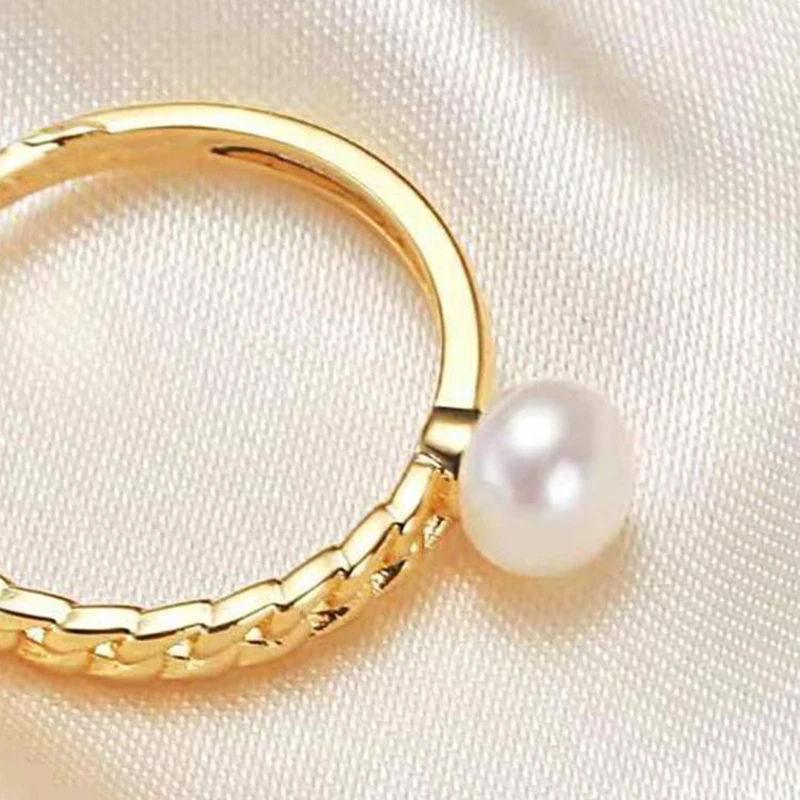 MULICHEN Freshwater Pearl Ring Women's Hand Jewelry Plated 14K Gold Temperament Irregular Opening Ring Free Shipping